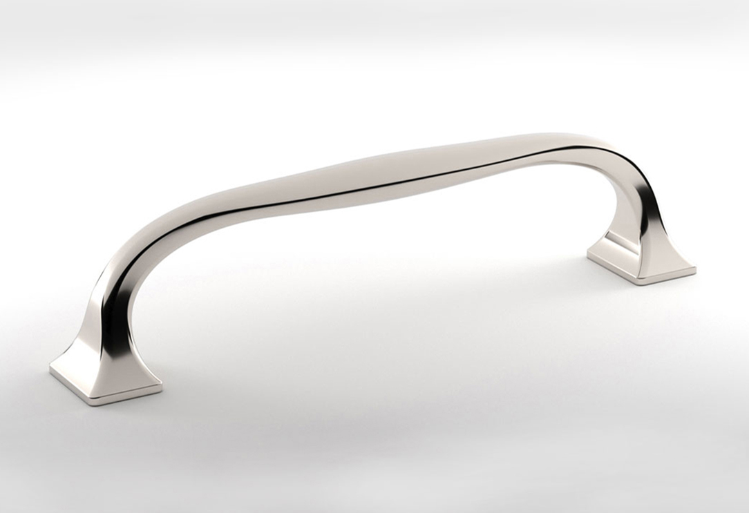 Water Street Brass Lexington cabinet pull showing its polished finish and shaped details